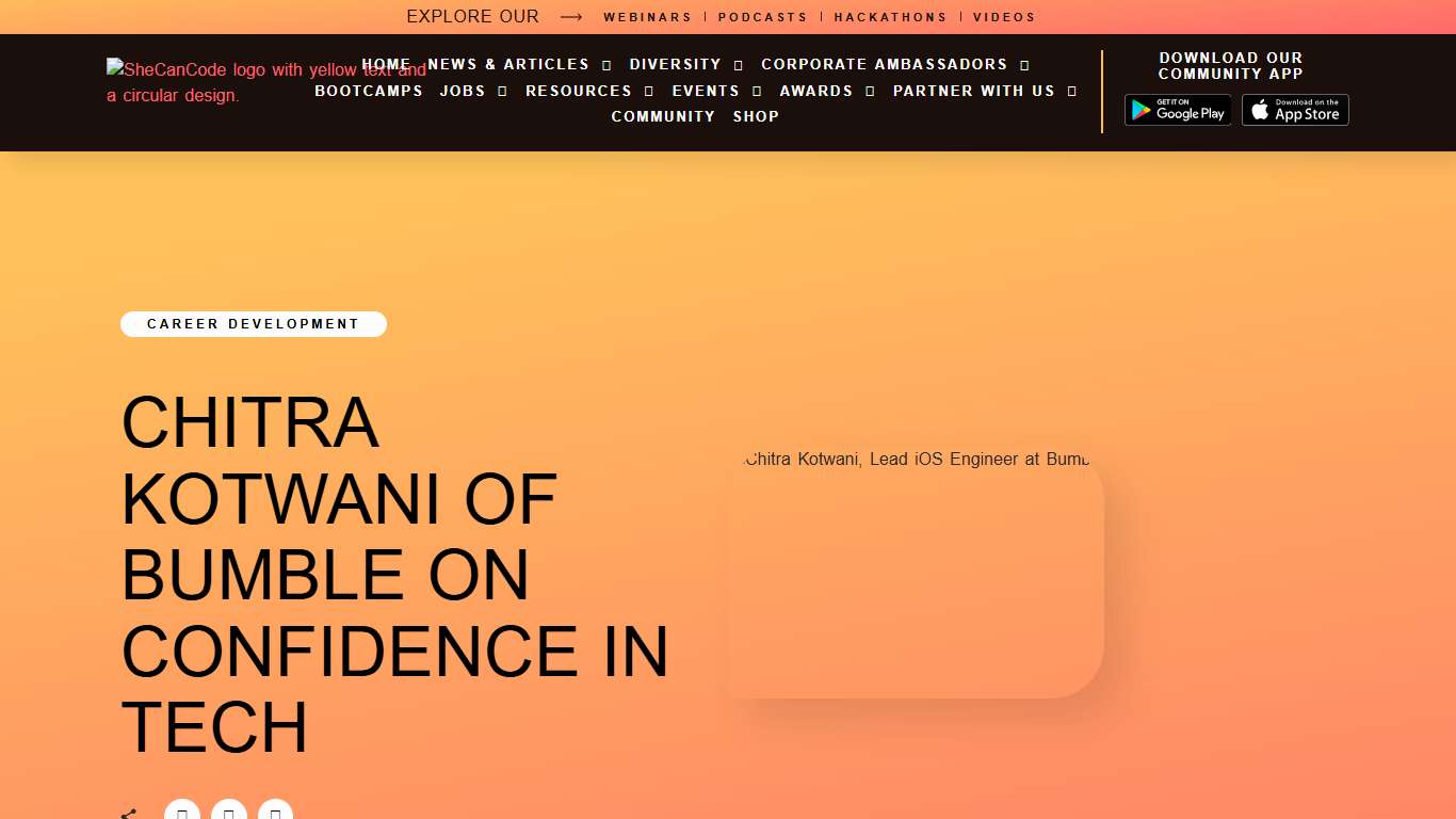 Chitra Kotwani: Confidence & Finding Your Place in Tech at Bumble - SheCanCode