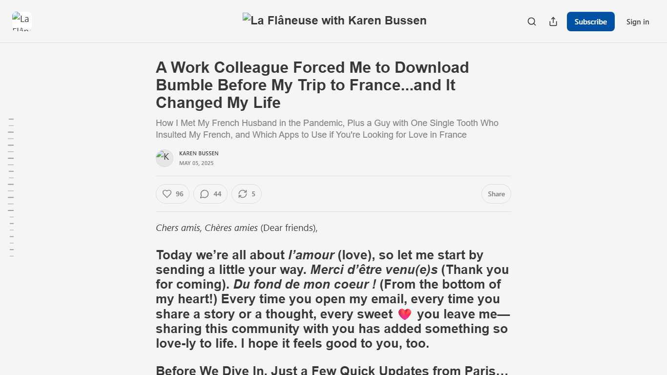 A Work Colleague Forced Me to Download Bumble Before My Trip to France...